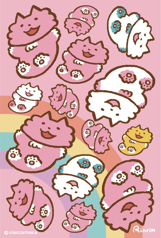 彩虹貓咪樂園插畫